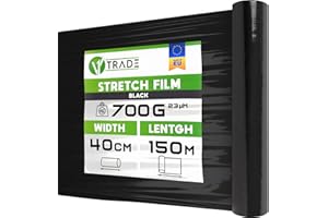 V1 Trade Film Noir Emballage - Film Palette 40cm x 150m - Plastique Protection pour Colis et Meubles