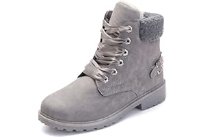 NEOKER Stivali da Neve Donna Inverno Pelliccia Stringate Stivaletti Scarpe Caviglia Caldo Stivali Calzature Ankle Boots Nero Cachi Grigio Rosa 36-43