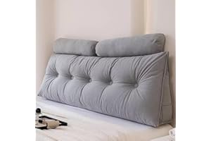 MONDEX Bett Rückenkissen mit Nackenrollenkissen, Bequemes Groß Lesekissen für Bett und Sofa, Keilkissen mit waschbarem Bezug, Wandkissen Rückenpolster zum Anlehnen im Bett,Grau,120Cm
