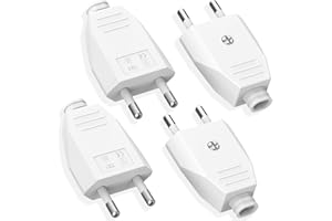 VECBMN 4 Pièces Fiche Européenne Plate, Prise Electrique Male 250V 2.5A, Fiches Plates, Fiche d'alimentation plate, Fiche Euro Schuko Fiche D'alimentation Domestique Décorative à Encastrer ou à Remplacer, po