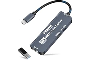 Flintronic USB 3.0 Video Capture Card with 100W PD, HDMI to USB-C 4K 1080P 60FPS, for Live Broadcast Gaming Streaming