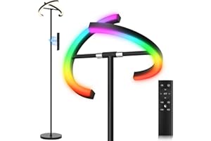 SIBRILLE RVB Lampadaire LED Dimmable, 20W Lampadaire sur Pied Salon Moderne avec Télécommande 1300lm 3000K-6000K Lampe LED sur Pied pour Salon Chambre Bureau Hôtel