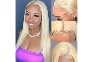 613 Blonde 13x4 HD Lace Front Wig Cheveux Humains 24 pouces Msgem Cheveux Raides Brésiliens Blonde Transparent Lace Front Perruques pour Femmes Noires Pré Pincées Avec Des Cheveux De Bébé