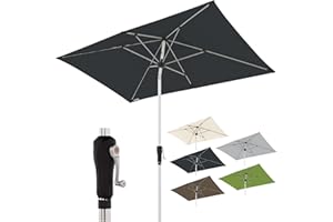 Doppler Aluminum Parasol SL-AZ 220x140 - Rectangular Crank Umbrella - Modern Design - Strong UV Protection - 220x140 cm - Anthracite