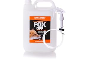 Karlsten Fox Off Spray – High Strength Natural Citronella Formula for Outdoor Fox Damage & Fouling Prevention – Garden & Bin Protection with 1.2m Extension Hose – 5 Litre