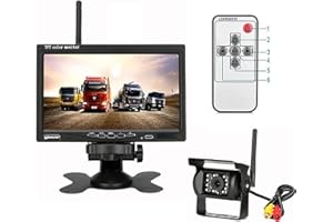 LIFELLERY 12V 24V sans Fil de Voiture imperméable Caméra de recul 18 Vision de Nuit Infrarouge Caméra de recul 7 Pouces TFT LCD Monitor pour Voiture/véhicule/Truck/Van/Caravane/r (with 1 Rear Camera)