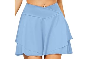 HAWILAND Gonna da tennis da donna – Gonna da crossover a vita con scollo a V e tasche, gonna da golf per ciclismo, escursionismo, corsa