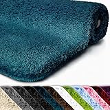 casa pura Badematte | Kuscheliger Hochflor | Rutschfester Badvorleger | Viele Größen | Zum Set Kombinierbar | Öko-Tex 100 Zertifiziert | 60x100 cm | Cool Teal (Türkis)