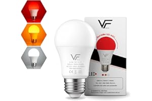 VERLSA Bombilla Led 3 Tonalidades - E27-7w - Luz Roja Nocturna Melatonina 625nm, Ámbar 1600k y Blanca 4000k - 0% Luz Azul - Bombilla Roja Flicker Free - Relajante, Regalo Para Bebé/Lactancia y Adultos