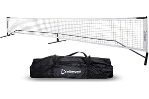 Airavat Pickleball Net Set 22 Feet with Resistant Metal Frame & PE Net, Portable Pickle Ball Nets System, Indoor and Outdoor Games, Backyard & Driveway with Carrying Bag (Heavy Nets)