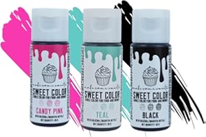 MakeSomeSweets Set di Coloranti Alimentari Vegani Per Decorazioni – CANDY PINK, TEAL, BLACK - Colori Commestibili a Base Di Gel Ad Alta Concentrazione, Senza Olio Di Palma – 28g x 3