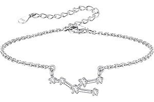 Silvora Constelacciones Pulseras para Tobillo Plata de Ley con Circonitas para Mujeres Senoritas, 22cm+5cm Tobilleras para Zaptillas Vestidos en Piscina Playa Calle