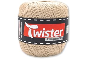 Frida's Wollhaus Twister Fil à crochet 100 g 100 coton mercerisé peigné gazé 18 couleurs (21 | Beige)