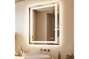 LUVODI Specchio da Bagno con LED: Retroilluminato + Frontale Luce 60x80cm Specchio Rettangolare Bagno Parete 3 Touch Dimmerabile, Antiappanamento, Funzione Memoria IP56, Orizzontale Verticale