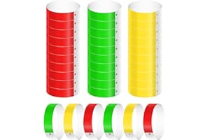 KINBOM 300 Piezas Pulseras Identificativas, Impermeables Pulseras de Papel para Eventos Coloridas Pulseras de Entrada para Eventos Fiestas Conciertos Festivales de Música (Verde, Rojo, Amarillo)