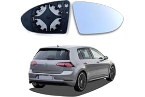 AUTOWNLUX Mirror Glass Golf 7 Right Heated Aspherical Suitable Mirror Glass Right Passenger Side Replacement Mirror Glass Golf 7 Wing Mirror Glass with Support Plate