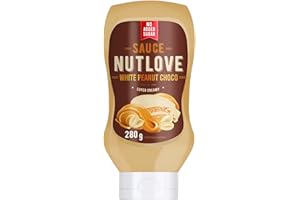 ALLNUTRITION Nutlove White Peanut Choco Sauce - Jarabe Dulce sin Azúcar para Postres Aptos, Panqueques - Salsa Cremosa sin Grasa con Sal del Himalaya - Dulces Bajos en Calorías - 280g