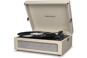 Crosley Voyager gramofon z 2 głośnikami, Bluetooth In&Out i AUX - 3-biegowy odtwarzacz Vintage - do płyt winylowych o przekątnej 7", 10" i 12", przenośny z wbudowaną obudową (Duna)