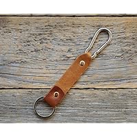 Braunes und Hellbraunes Leder Karabiner Schlüsselanhänger Ringhalter Klammer Schlüssel Karabiner-haken Geschenk Schlüsselband Anhänger