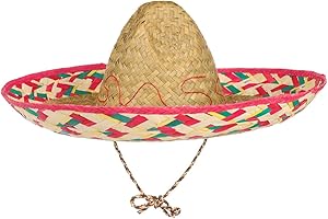 Lipodo Sombrero Mexico słomkowy kapelusz męski/damski - kapelusz meksykański na karnawał - pleciony kapelusz imprezowy z paskiem pod brodę - słomkowy kapelusz wiosna/lato - kapelusz meksykański