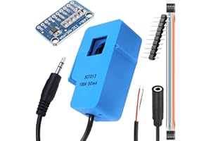 DAOKAI Trasformatore di corrente SCT-013-000 Split Core AC 100A/50mA non invasivo + Scheda di conversione ADC con cavo maschio e femmina Cavo audio femmina
