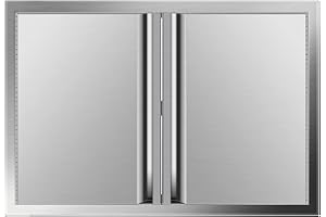 MOPHORN VEVOR Außenküche Tür Edelstahl 77x53cm BBQ Tür Doppeltür Edelstahl Grilltür Putztür für die Außenküche