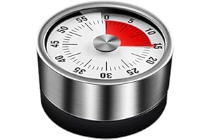 Timer,Minuteur de Cuisine mécanique, Minuterie magnétique adsorbable,Affichage Temps Restant avec Alarme Sonore,Minuterie Aimanté,Timer pour Cuisson - 60 Minutes.
