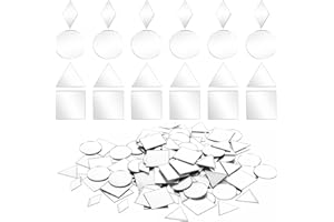 HARIENDNY 160 Stück Kleine Spiegel zum Basteln, 4 Formen Handwerk Spiegel, Mosaik Selbstklebend Spiegel, Mini Fliesen Spiegel für DIY, Badezimmer, Handwerkskunst(Rund + Raute + Quadrat + Dreieck)