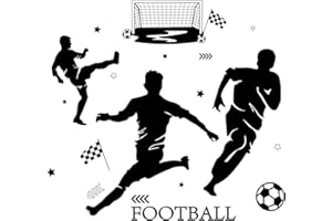 ‎PLIGREAT PLIGREAT Fußball Wandtattoo Fußballspieler Wandabziehbilder Sport Silhouette Vinyl Wandkunst Wandaufkleber für Fußballliebhaber Jungen Zimmer Wohnzimmer Schlafzimmer Teens Geschenk