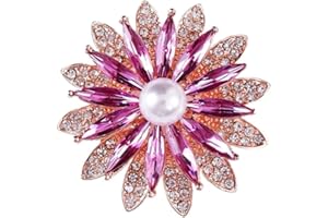 CCAIPU Rhinestone Brooch for Women, Pearl Flower Creative Brooch Cubic Zirconia Rhinestones Brooches Pins Fashion Crystal Clothing Accessories, Jewelry Gifts for Ladies Girls