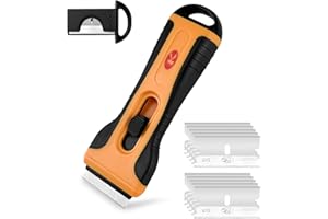 Legpador Rasqueta Vitroceramica, Rascador Vitroceramica no Raya, Cuchilla Vitrocerámica Multiusos, Herramienta Raspador de Pintura, con 14 Cuchillas de Recambio, para Ventanas, Estufas, Pegatinas