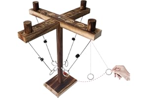 JUXTAPOSIA Ring Toss Hook und Ring Indoor,Toss Haken und Ring Spiel,Haken Ring Toss Game,Ring Toss Game,Hook Toss Battle Game,Haken Ring Wurfspiel,Hooks Ringwurfspiel für Erwachsene.（4 Leute）