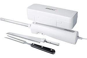 ‎STEBA Steba Elektromesser, ergonomisches Gehäuse für eine komfortable Bedienung, inkl. Universalmesser & Brotmesser, Aufbewahrungsbox & Edelstahl- Fleischgabel, EM 3