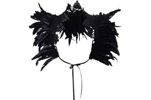 keland Halloween Cosplay Costume Capa Chal Gótica de Plumas con Encaje para Mujer