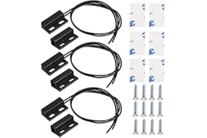 Guuzi 3pcs Verdrahteter Türsensor zur Oberflächenmontage, Magnetischer Reedschalter Schwarz, Normalerweise Geschlossener Magnetschalter