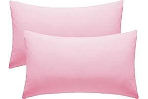 DN COLLECTION Pillow Cases 2 Pack Pink Pillow Covers 50X75CM Hotel Quality Poly Cotton (Pink, 2 Pillow Cases)