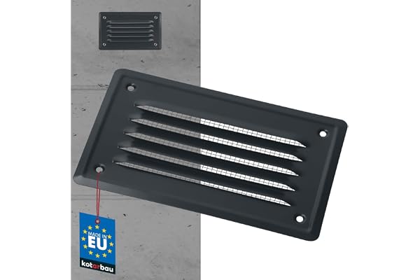 KOTARBAU® Grille de Ventilation 165 x 100 mm Gris en Acier Galvanisé Grille D'aération avec Moustiquaire Résistante à la Corrosion