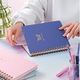 PAPERORA A5 Spiralli Sert Kapak Keten &Ccedil;izgili Tarihsiz Not Defteri Lila