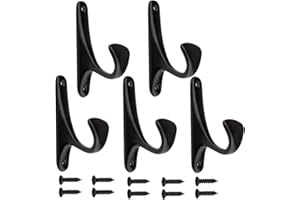 Gancho Perchero Negro, Mokife 5 Piezas Ganchos de Pared Modernos Gancho de Toalla Individual de Servicio Pesado con Tornillos para Colgar Abrigos Ropa Toallas Bolsas Bufandas Sombreros Gorras Llaves