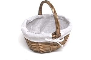 TOPFURNISHING White French Shabby Chic Wicker Easter Egg Hunt Kitchen Crafts Storage Basket[Egg Basket Pine,Small]