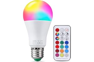 REYLAX Kolorowe żarówki LED RGBW żarówka E27 10 W, ściemniane żarówki Edison z podwójną pamięcią, 12 kolorów żarówek LED, bezprzewodowy pilot zdalnego sterowania w zestawie, do baru KTV Party