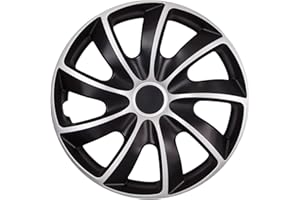 Ohmtronixx Quad Radkappen 13 Zoll 4er Set, Silber-schwarz, Radzierblenden aus ABS Kunststoff