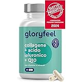 Collagene Marino con Acido Ialuronico, con Coenzima Q10, Vitamina C e Zinco, Vitamine A, B12, D3, Magnesio, 60 Capsule, Colla