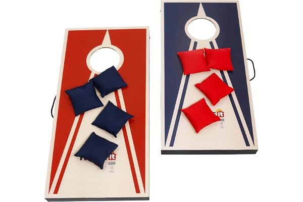 Home It® Play – Jeu de Cornhole avec Sacs de Lancer – 2 Planches + 8 Sacs – Jeu de Plein Air Compact avec Poignées – Idéal Jardin Plage Camping