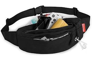 NHOWIN Bauchtasche Gürteltasche für Damen und Herren, Schwarz Wasserdicht Bauchtasche mit 4 Reißverschlusstaschen, Groß Handytasche Hüfttasche für Running, Outdoor Sport, Camping, Wandern, Fahrrad
