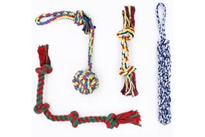 RIO Direct Dog Rope Toys, Sturdy Dog Rope Chew Toys Set for Aggressive Chewers, Interactive Cotton Rope - Avoid Boredom and Anxiety - Best Gift for Medium to Large Breeds (4Pack)