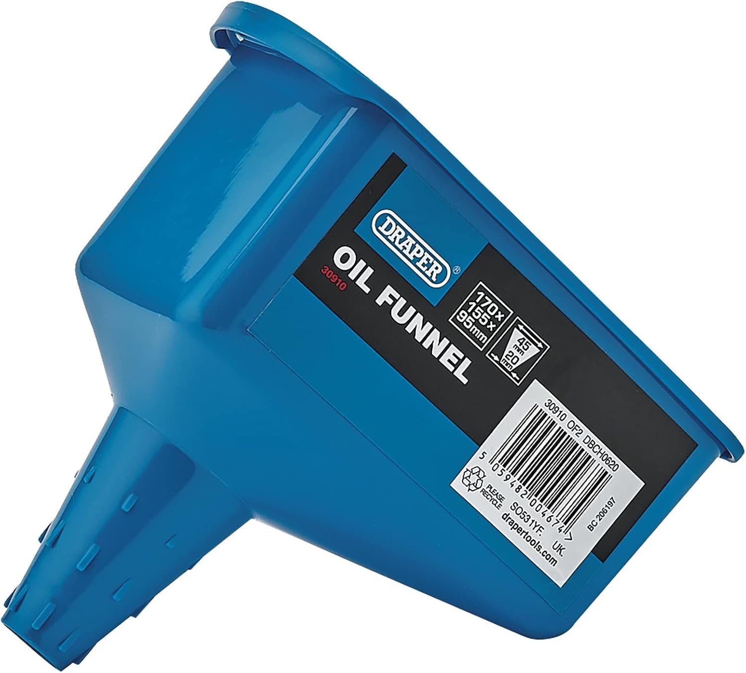 Draper 0.6L Oil Funnel | 45mm Spout Max | Fuel Funnels | Multifunction Large Funnel | 30910, Blue