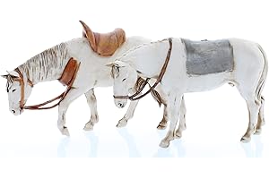 ‎MORANDUZZO Moranduzzo 2 Pferde Sortiert für Krippe 10 cm Maßstab 1:20 - Unzerstörbare Krippenfiguren - Handbemalt, Offizielles Produkt, Hergestellt in Italien, Bildhauer M. Landi