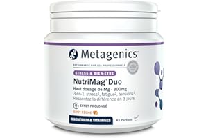 Metagenics NutriMag Duo - Magnésium - Contribue à la Réduction de la Fatigue et au Fonctionnement Normal des Muscles et du Système Nerveux - Poudre, 45 Jours