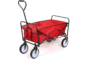 DJM DIRECT Pull Along Garden Cart Trolley Foldable Wagon Folding Trolley Camping Trolley on wheels Heavy Duty Wagon Hand Cart Festival